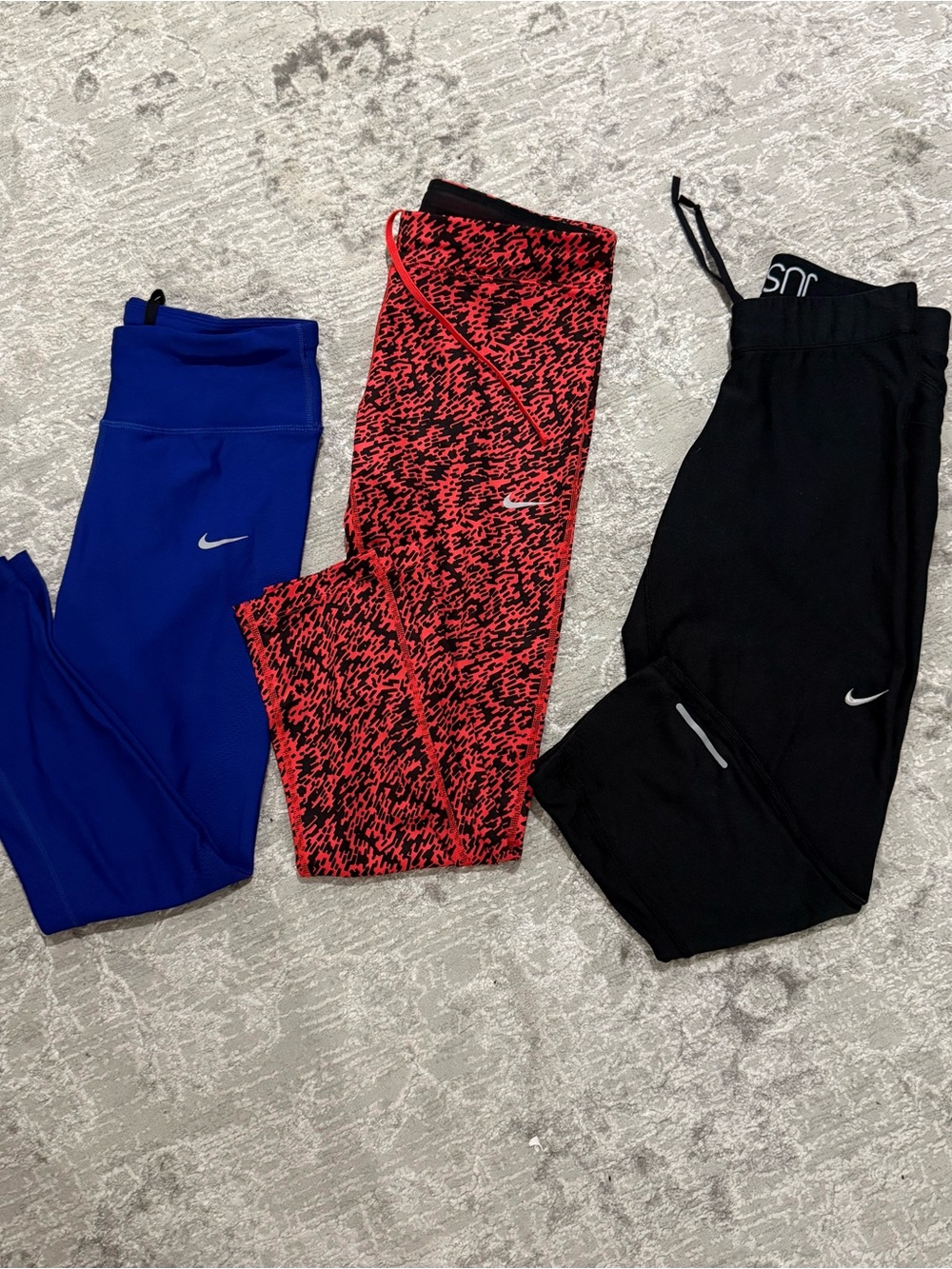 Nike Women's Black, Red and Blue Athletic Leggings Trio